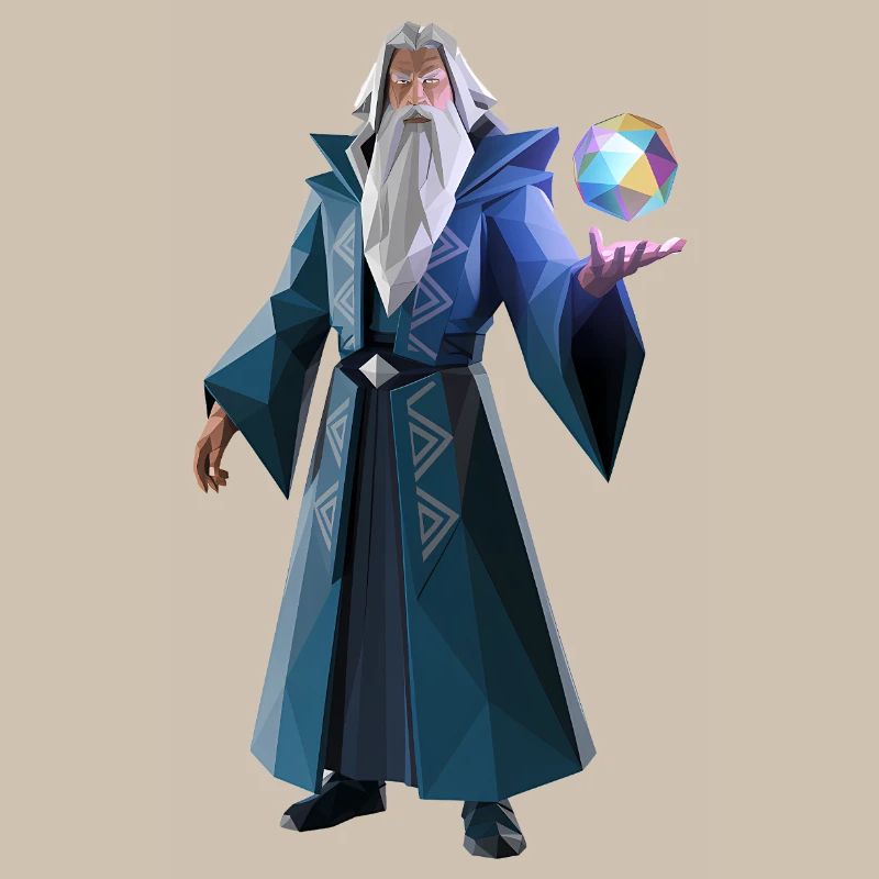 Wise Wizard - Cooles Low-Poly-Logo