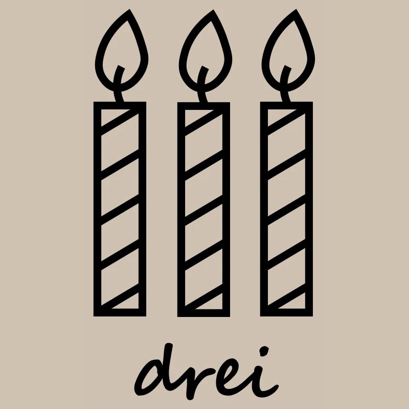 three birthday candles