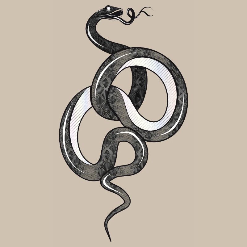 Fascinating snake in black glossy structure