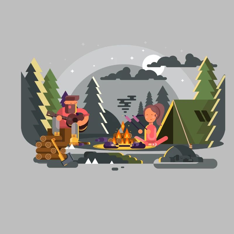 Duo de camping Forêt Feu de Camp
