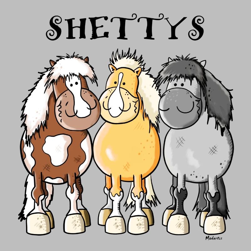 Three Shetland ponies