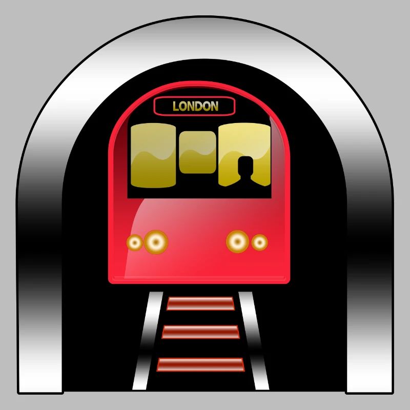 Train rouge de Londres sous arche