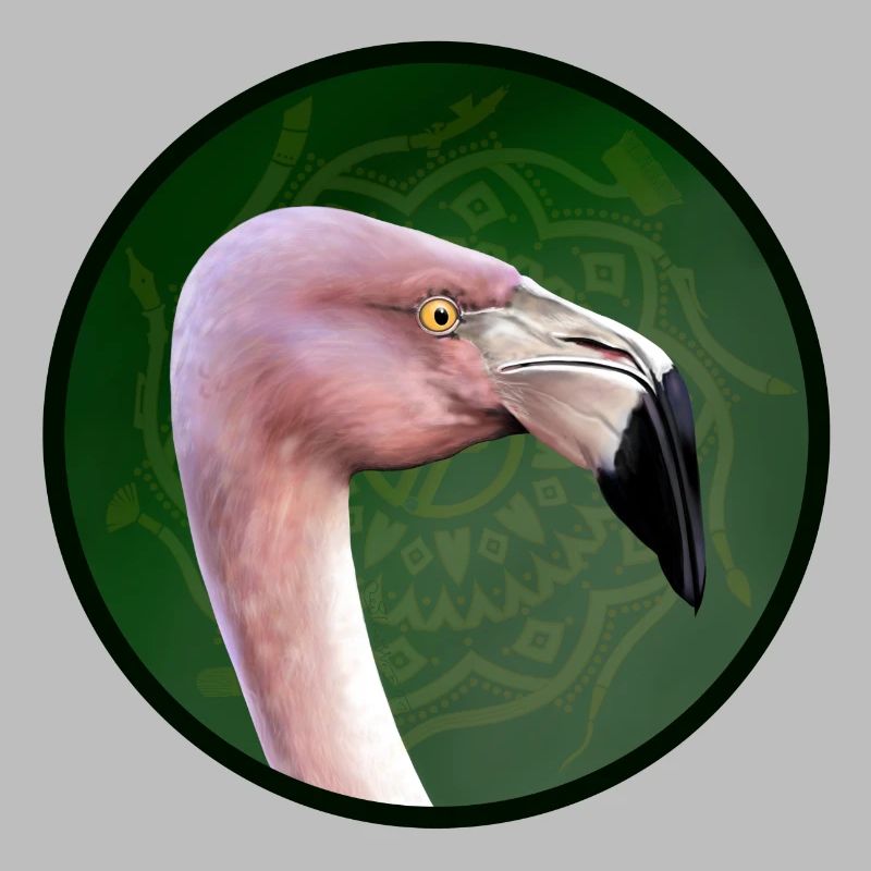 Flamant rose en vert mandala