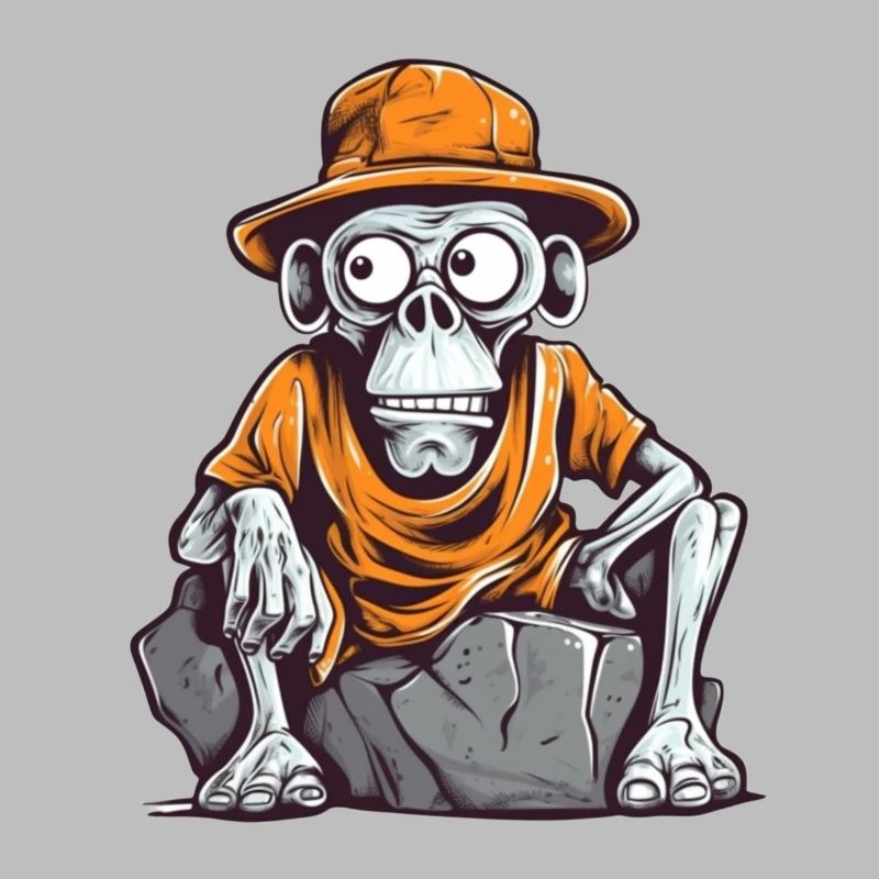 Skull Affe mit Hut und T-Shirt