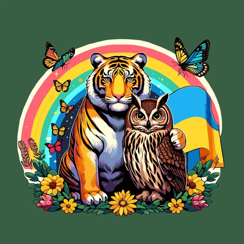 Tiger Eule Regenbogen