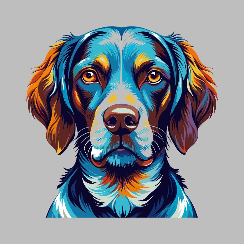 Ariege Pointer Dog Breed Colorful Cartoon Kawaii