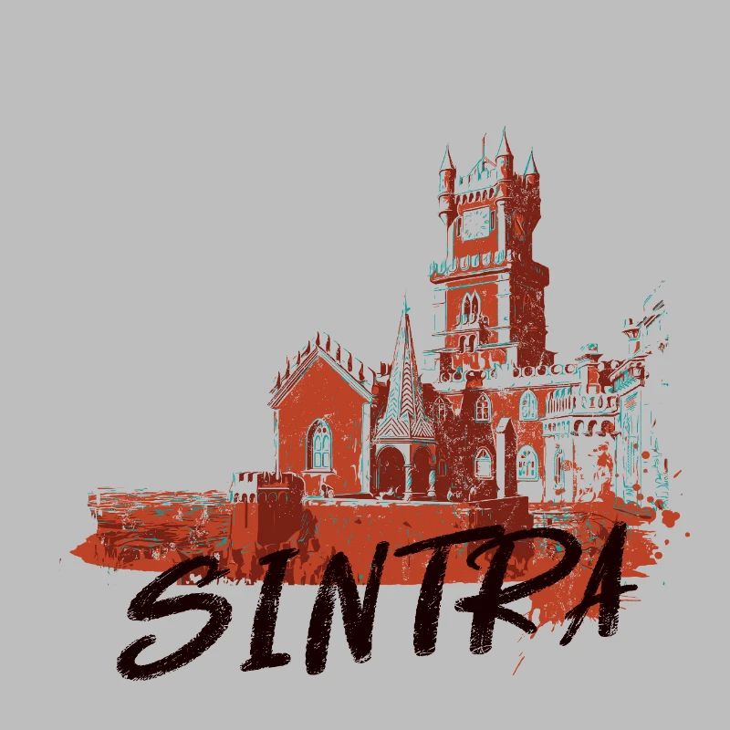 Pena Sintra Palast roter Ocker Illustration
