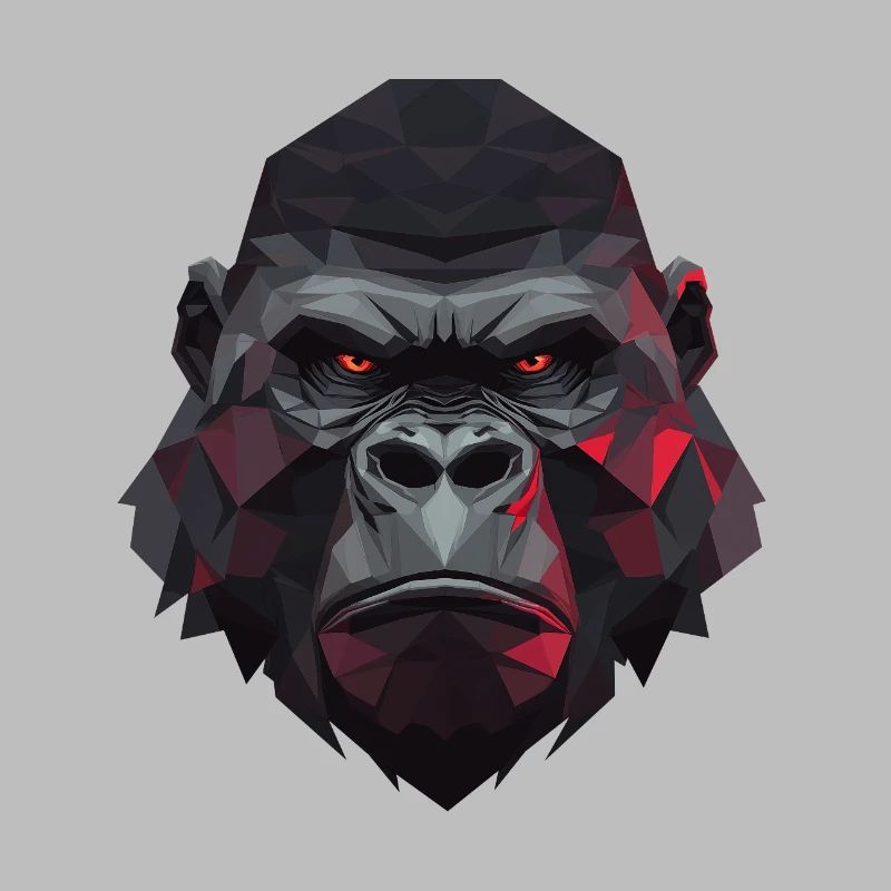 Polygon gorilla with red eyes