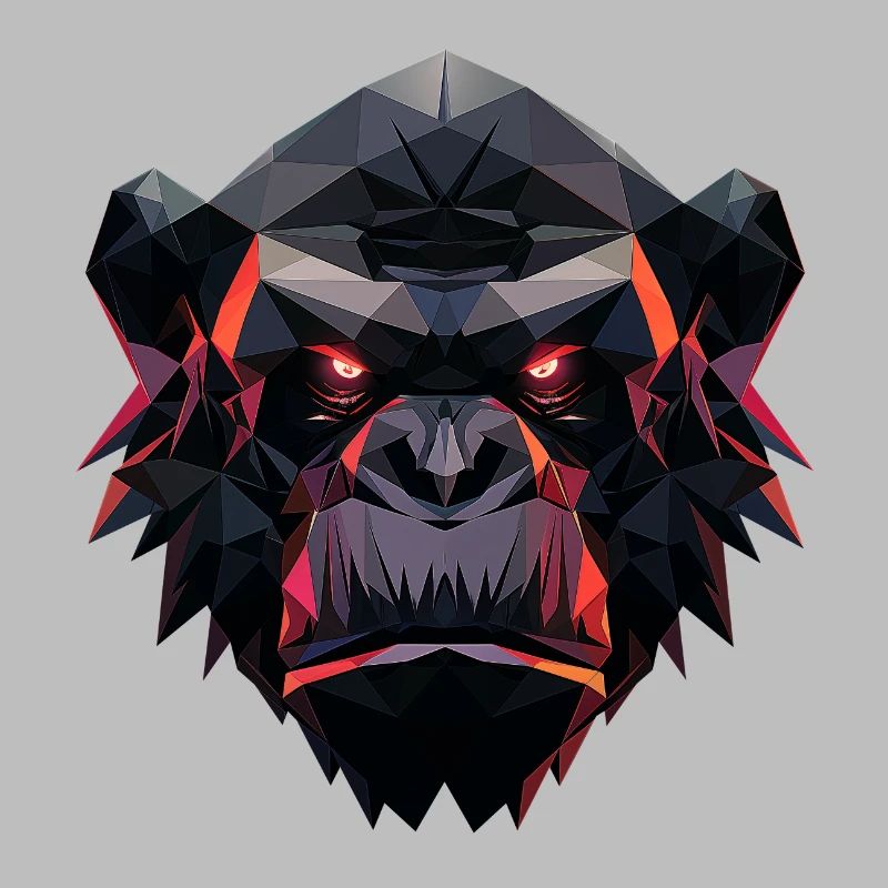 Gorilla Prisma Kopf Low Poly Art Design