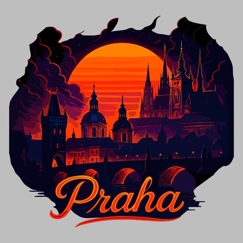 Praha Abendlicht Skyline Abendrot Geschenk
