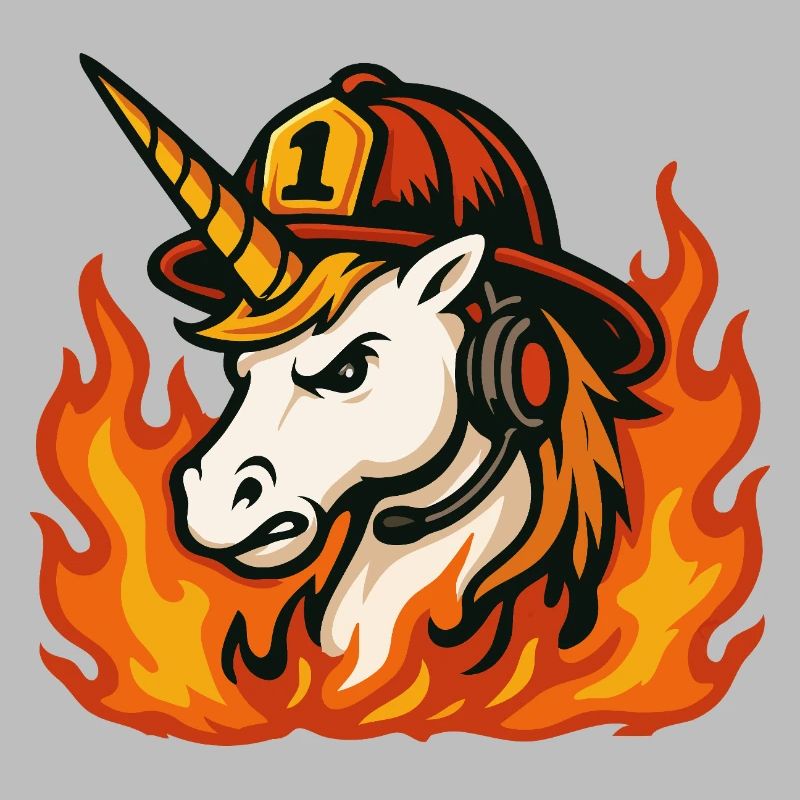 Flaming Unicorn Firefighter