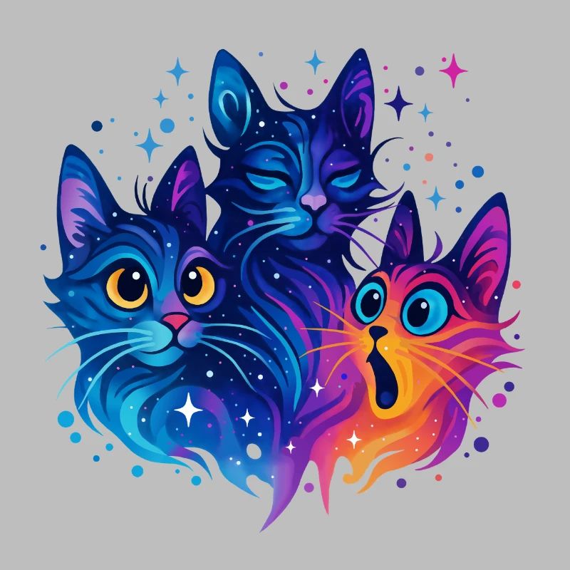 Neon Galaxy Katzen Trio