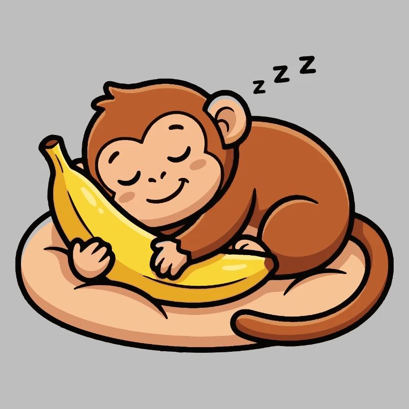 Singe endormi avec une banane