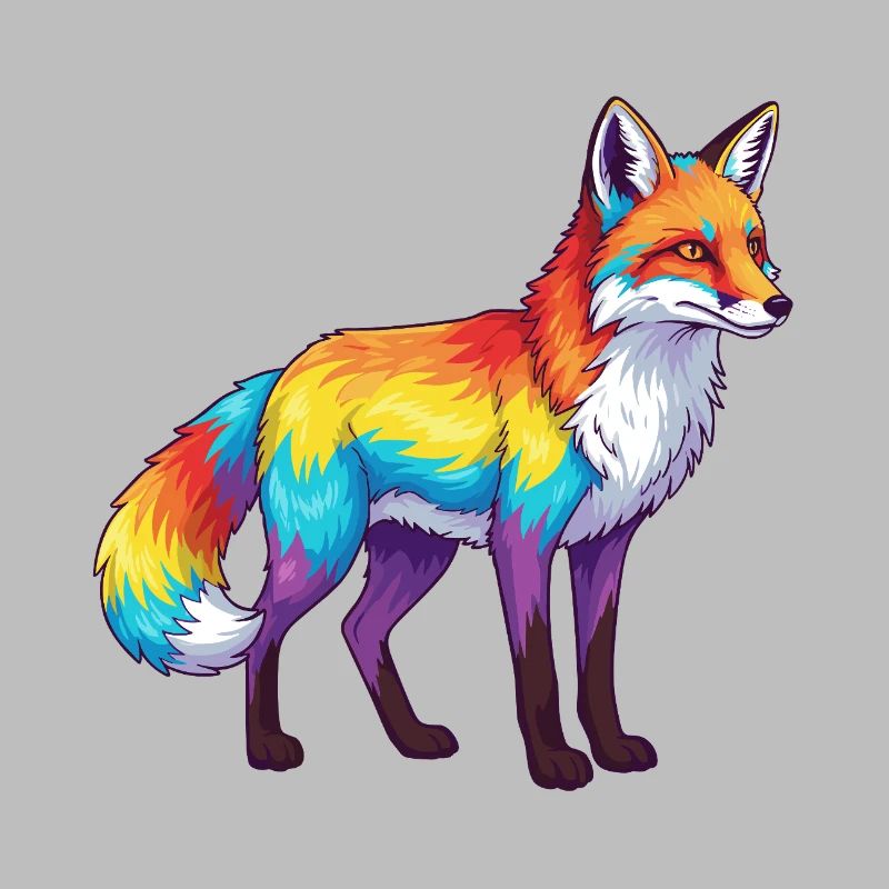 Buntes Fuchs-Regenbogen-Pop-Art-Aquarell