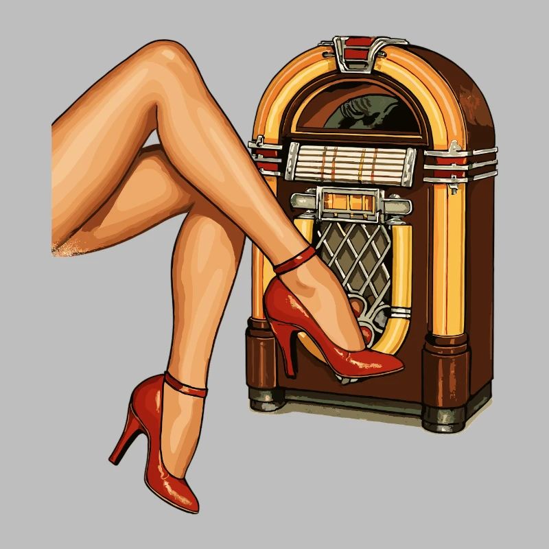 Rockabilly 50s Heels Pin Up Legs Jukebox Retro