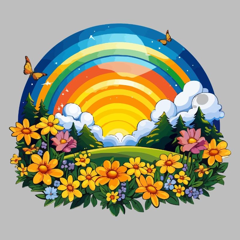 Blühender Regenbogen am Sonnenaufgang