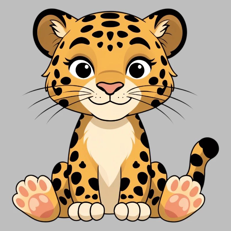 Leopard Kitten Cartoon Print