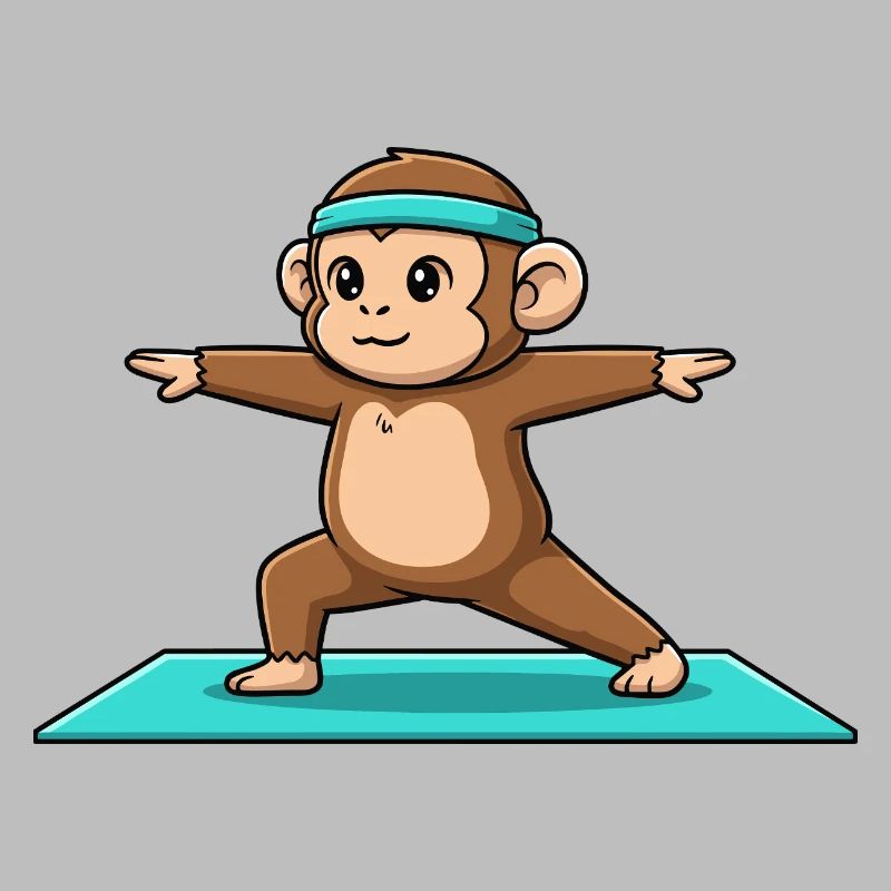 Yoga Monkey Ape Doing Warrior Pose