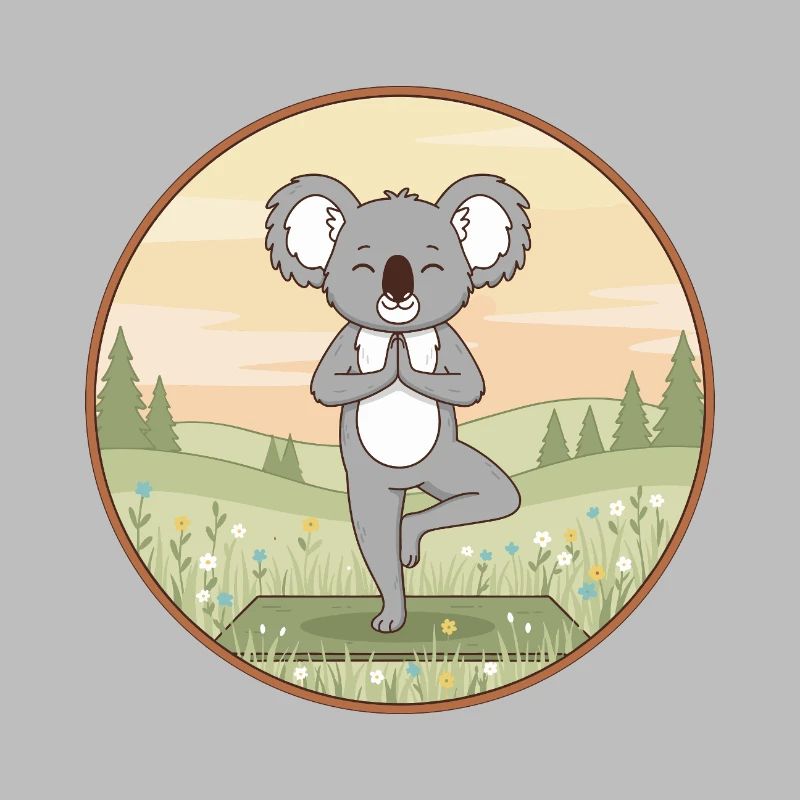 Yoga Koala Bear Doing Tree Pose Art