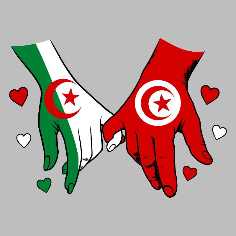Algérie-Tunisie Drapeau main dans la main