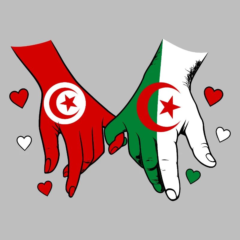 Tunisie-Algérie Drapeau main dans la main