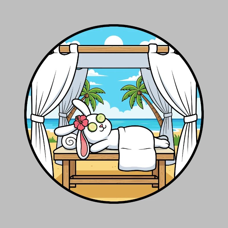 Beach Spa Bunny Rabbit Relaxing Art