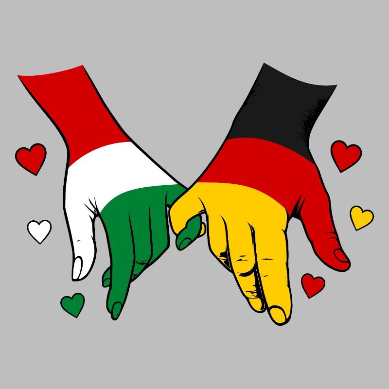 Hungary Germany Flags Holding Hands