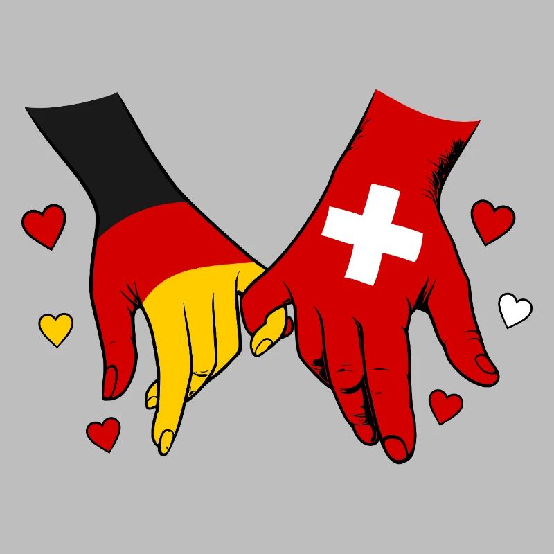 Germany Switzerland Flags Holding hands