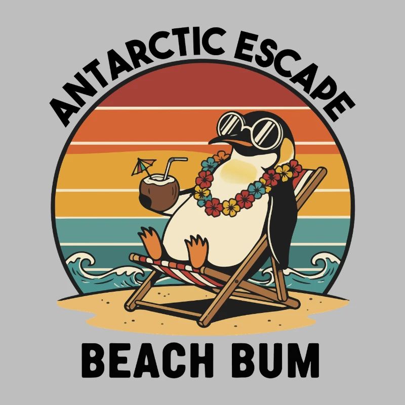 Penguin Beach Retro Beach Bum