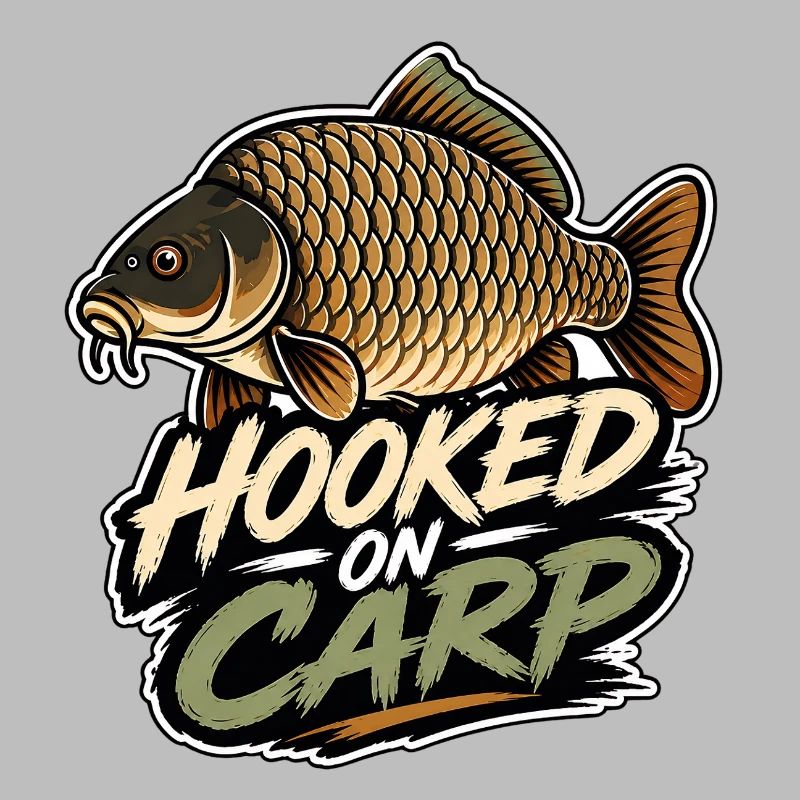 Hooked On Carp Lustiges Karpfenfischen-Design