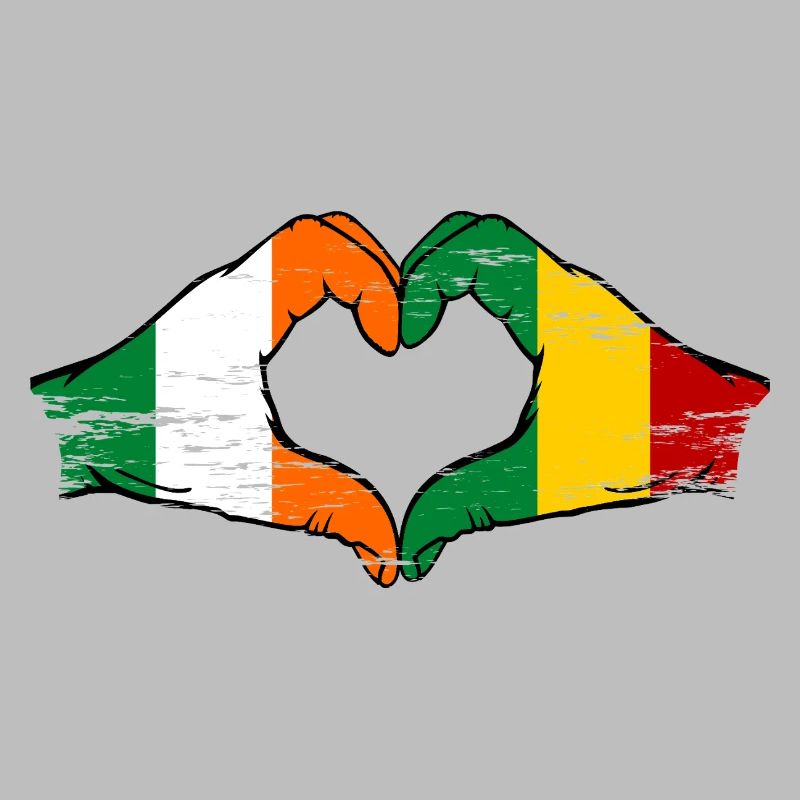Drapeau Irlande Guinée Mains Forme de cœur utilisé