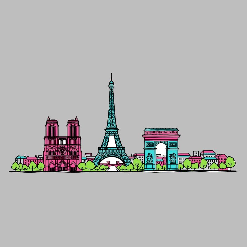 Skyline de la tour Eiffel de Paris Modern line art