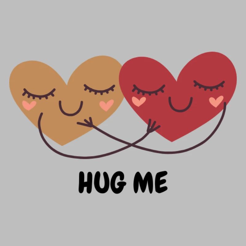 Two cuddling hearts hug