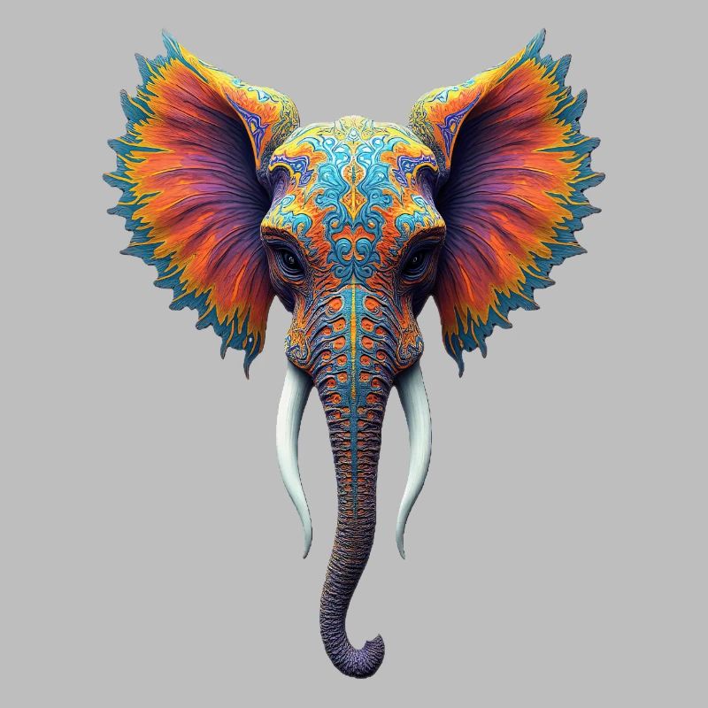 Rainbow Ornate Elephant Head
