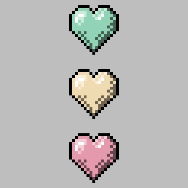 Retro Pixel Art Hearts Stack