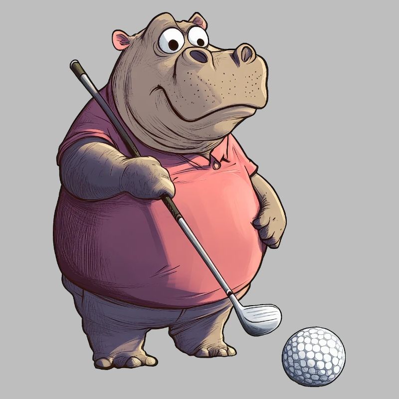 Nilpferde Golf / Golfer Nilpferd