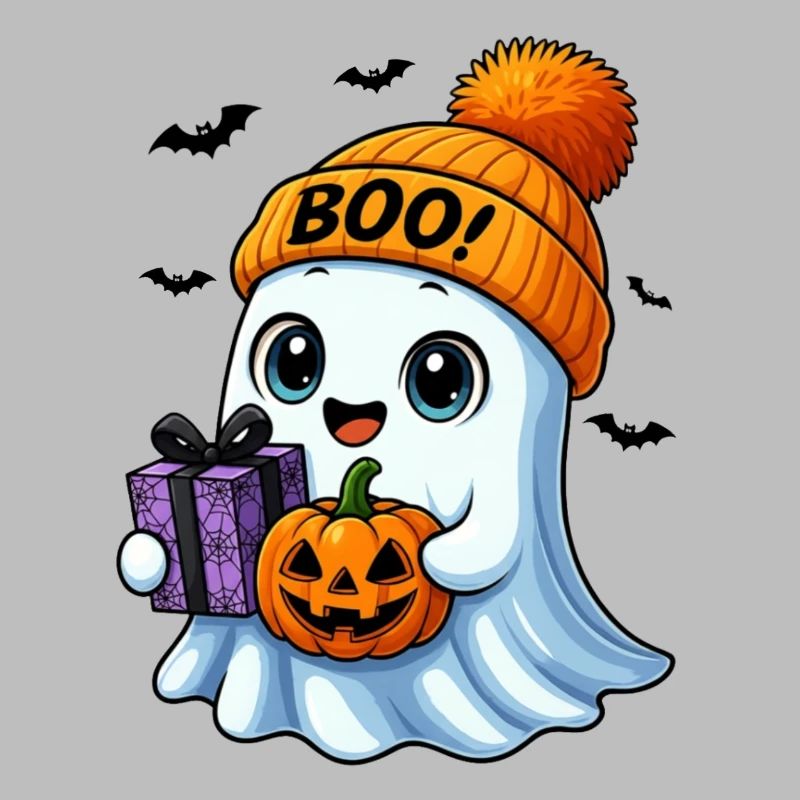 Fantôme d’Halloween mignon avec citrouille