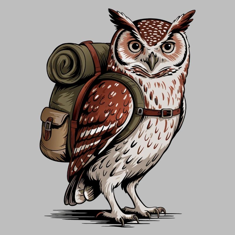Wald-Eule mit Rucksack