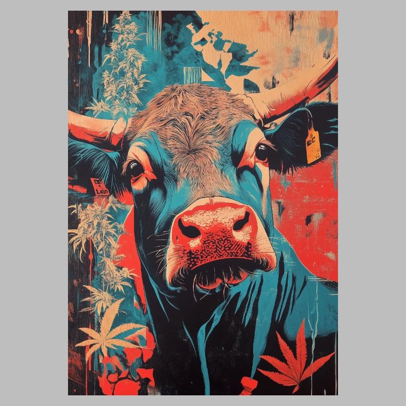 Vache psychédélique dans le style pop art