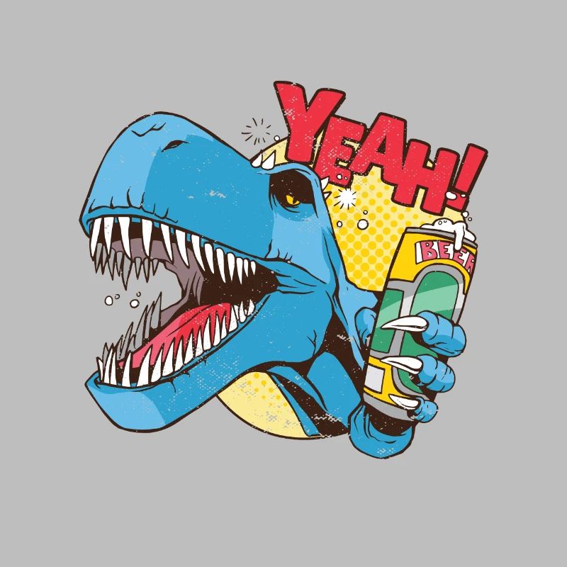 T-Rex avec canette de bière