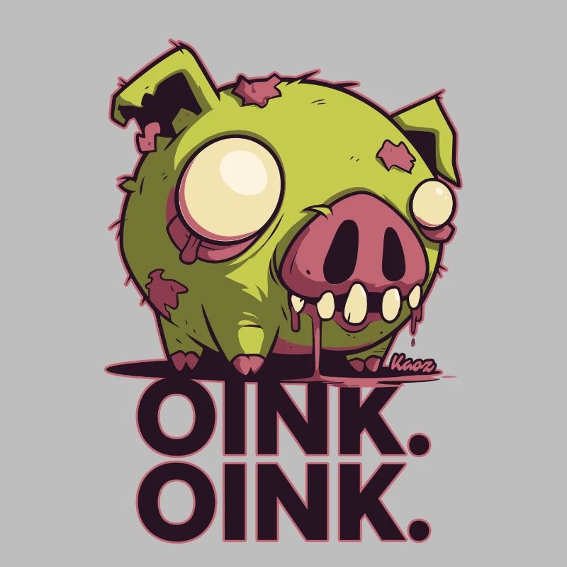 Conception de dessin animé de cochon zombie effrayant