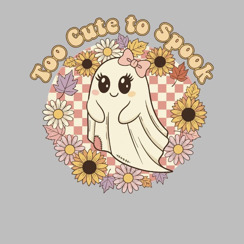 Fantôme mignon avec couronne florale trop mignon pour être effrayé