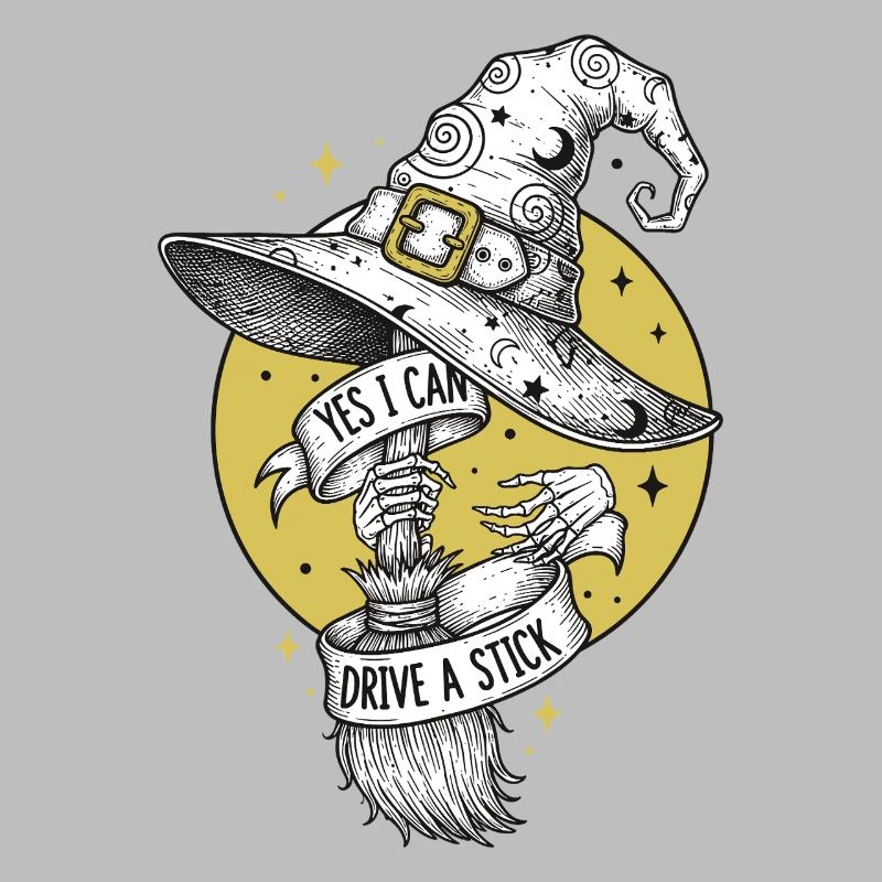 Magical witch's broom with lettering