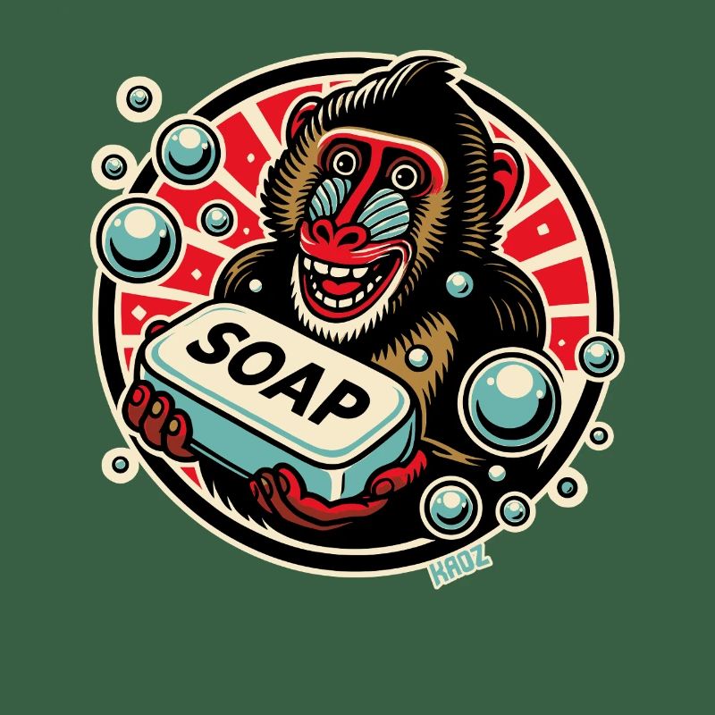 Mandrill Monkey with Soap