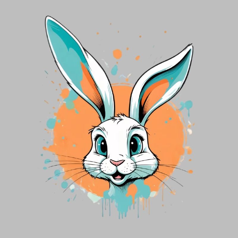 Tête de lapin avec éclaboussures de peinture