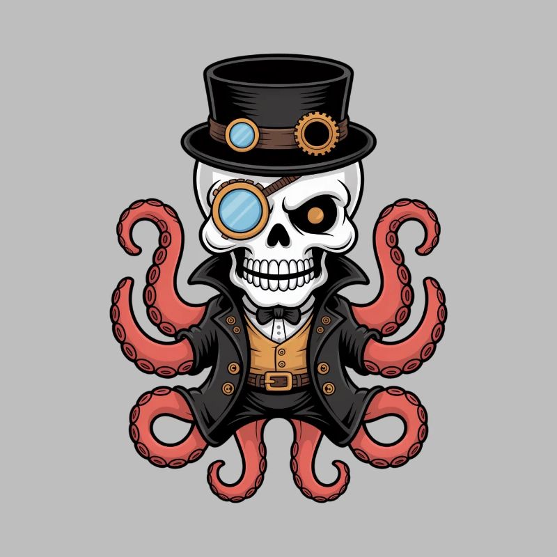 Pieuvre dans le style steampunk avec monocle