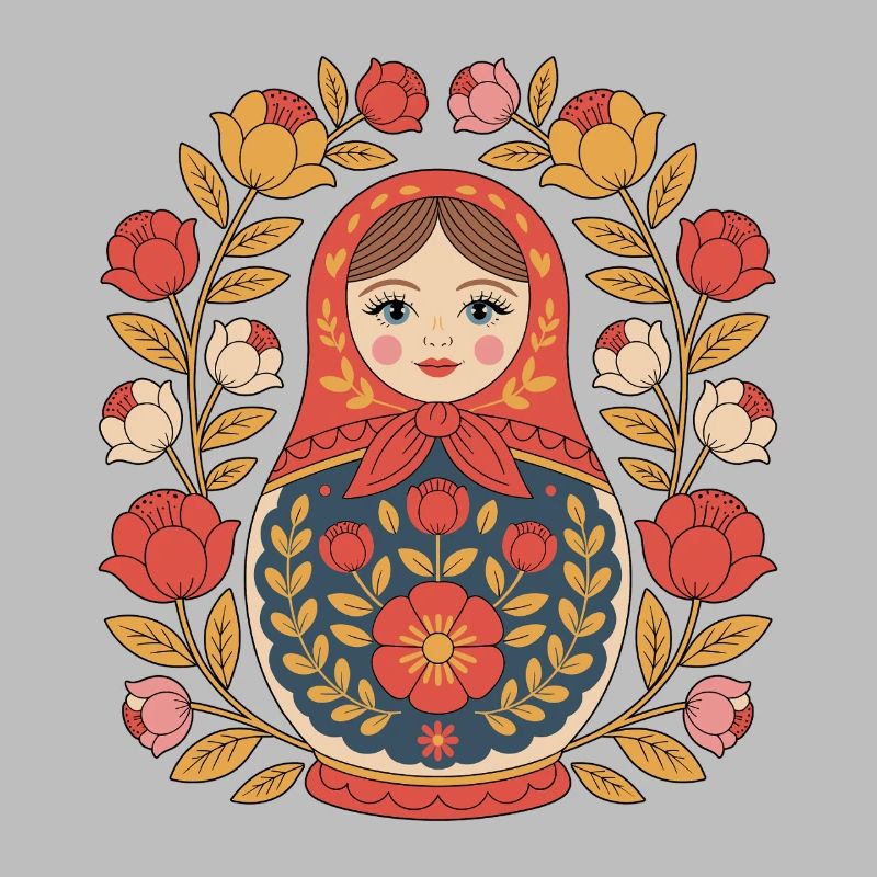 Conception de couronne de fleurs matriochka