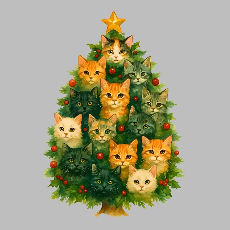 Katzen Weihnachtsbaum Collage