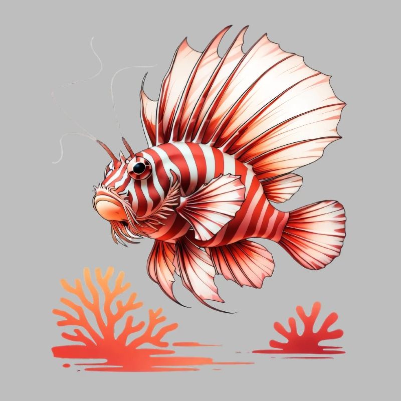 Poisson rayé rouge dans la mer de corail