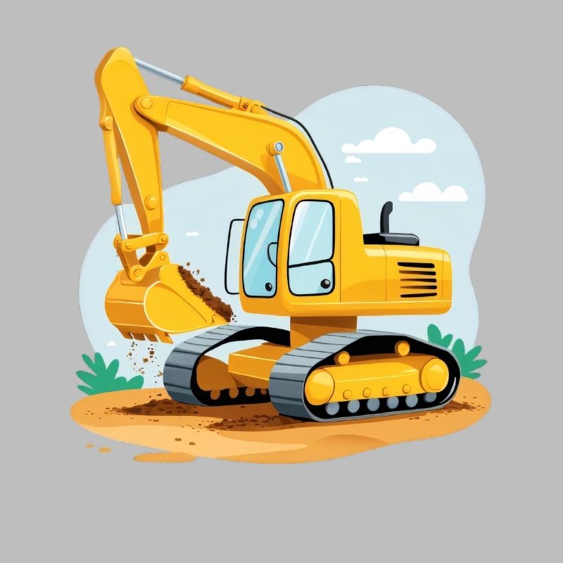 Small excavator on construction site